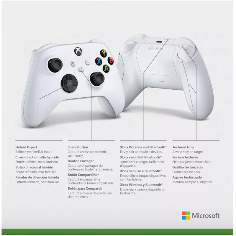 Comando sem fios Microsoft Xbox - Gamepad - Sem fios - Bluetooth - Robot White - para PC, Microsoft Xbox One, Android, Microsoft Xbox Series S, Microsoft Xbox Series X