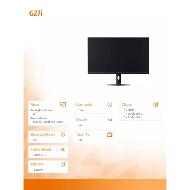 Monitor de computador de 27 polegadas Xiaomi G27i 2026, 1920×1080 Full HD IPS LCD, 1 ms, 400 cd/m², VESA, preto