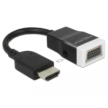 Delock 65587 adaptador HDMI-A macho para VGA (D-Sub 15) fêmea com áudio, preto/branco