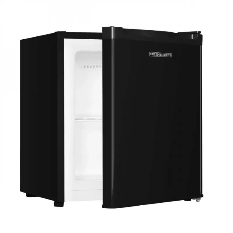 Arca congeladora HEINRICH'S HGB 5088 SW DF — congelador vertical, 33 l de capacidade útil, 220–240 V, 50 Hz, 470×440×510 mm, preto