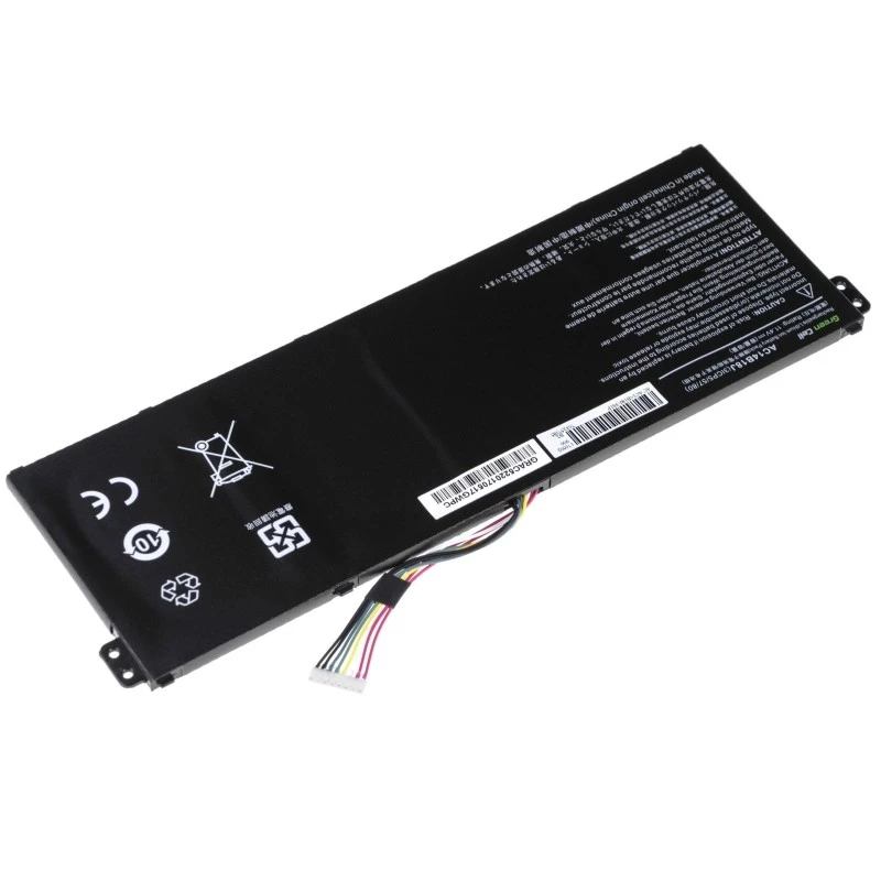 Bateria Green Cell AC52 para Acer Aspire E11 ES1-111M ES1-131 E15 ES1-512 Chromebook CB3-111 CB5-311, 11,4V 2200mAh Li-Ion, 3 células, preta