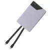 Powerbank portátil Tellur TLL158441, 10000 mAh, cabos USB-C e Lightning integrados, violeta