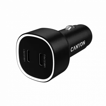 Carregador de automóvel CANYON OnDrive 60 PD 60W 2xUSB-C — 60W de potência, 2 portas USB-C, preto