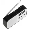 Adler AD 1907 rádio digital PLL, AM/FM, 40 estações pré-definidas, alarme com soneca, USB-C, bateria recarregável integrada, ficha de 3,5 mm, branco/preto