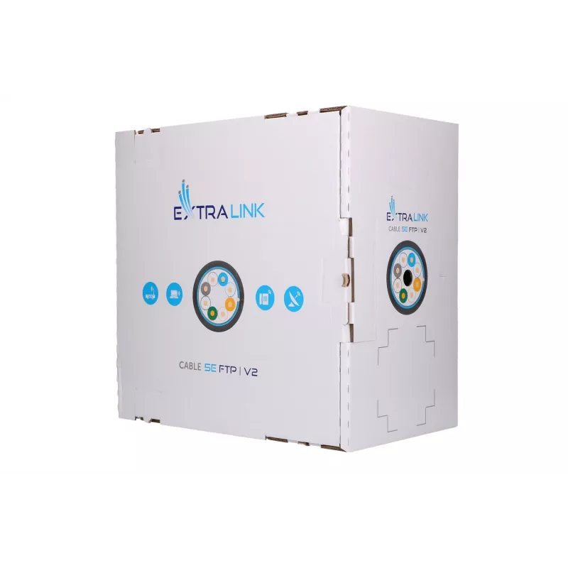 Cabo de rede Extralink Twisted Pair CAT5E FTP (F/UTP) V2 exterior 305M preto