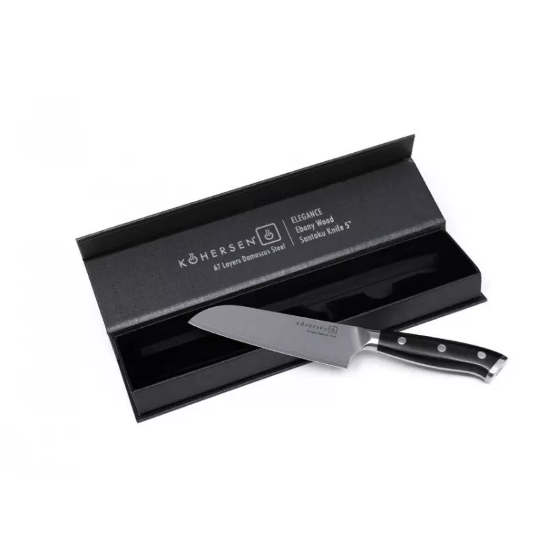 Faca santoku Kohersen Elegance ébano aço damasco 12,7 cm