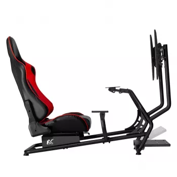 Cadeira gaming NanoRS RS160, suporte para simulador de corrida 3-em-1, para PC, consolas, jogadores, revestimento em pele sintética, suporte para volante, suporte de TV até 50 polegadas, VESA máx. 400x400