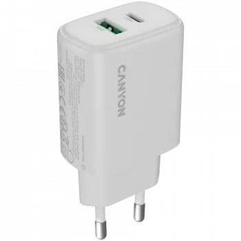 Carregador CANYON OnCharge 250 25W 1xPD 1xQC EU branco
