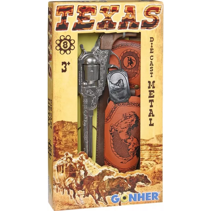 Revólver de cowboy de brinquedo em metal Pulio 155150/0 com coldre removível, réplica single-action