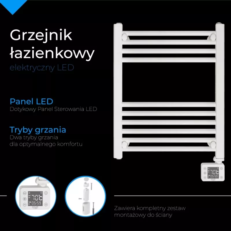 Aquecedor de casa de banho elétrico LED | AD 7823 | aquecedor | 400 W | branco | IP24