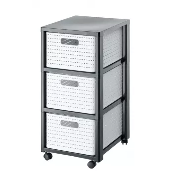Unidade de gavetas Rotho Country Cinzento Branco, 3 gavetas, Tecnopolímero, 325×712×375 mm, antracite/branco, com rodas de transporte