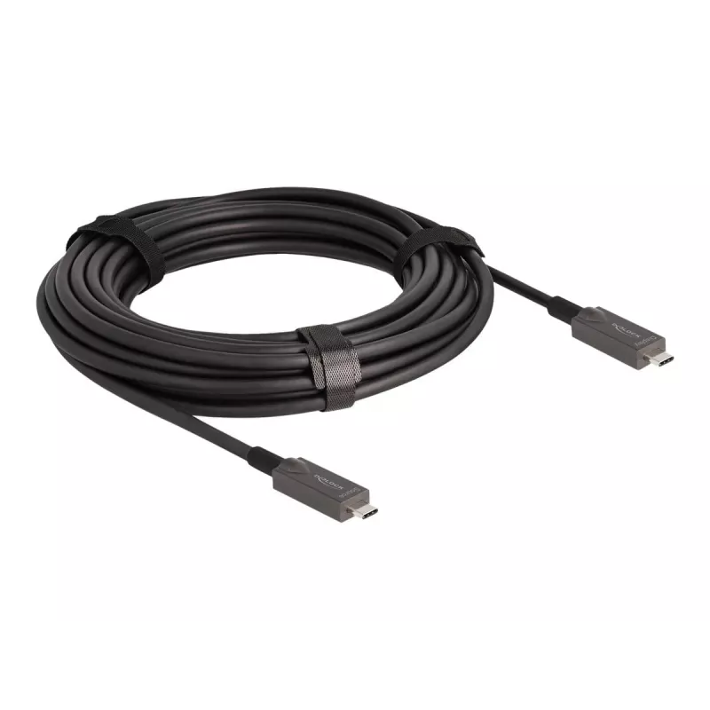 Cabo ativo ótico USB-C vídeo + dados + PD DeLOCK 10 m preto