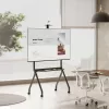 Suporte de TV MACLEAN MC-114 B suporte de chão portátil para ecrãs de 55–100 polegadas, carga máx. 120 kg, VESA 200x200–900x600, altura 115–152 cm, preto, prateleira