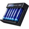 Carregador XTAR MC6C multi-slot inteligente para células cilíndricas Li-Ion, 6 slots, suporta 18650/21700/AA, entrada 5V, preto