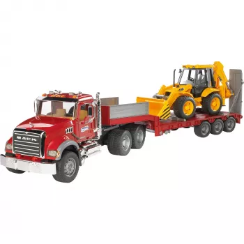 Camião articulado de brincar com acessório JCB 4CX, BRUDER, modelo BR-02813, construção em ABS, multicolor