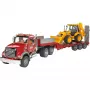Camião articulado de brincar com acessório JCB 4CX, BRUDER, modelo BR-02813, construção em ABS, multicolor