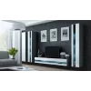 Suporte de TV Cama Meble VIGO NEW 30/140/40 — 1400×400×300 mm, tampo cinzento, aglomerado, estrutura cinzenta, frentes brancas brilhantes