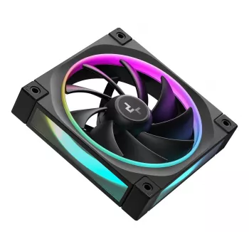 Ventoinha para caixa DeepCool FL12 120 mm, PWM, 500–2150 rpm, 55 CFM, 2,82 mmH2O, FDB, Multi-LED, preto