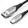 Cabo Vention USB 2.0 de ficha A macho para ficha C macho 3A em algodão entrançado 2M cinzento liga de alumínio Type