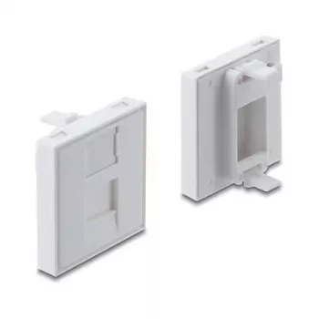 Tampa de módulo Keystone encaixável 45×45 mm DELOCK Easy 45 para 1 porta, ABS, branco, com tampa de proteção contra pó