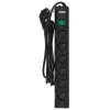 EVER Optima T/LZ08-OPT030/0000 extensão com proteção contra sobretensões, 6 tomadas, 3 m, 250 V, proteção para crianças, interruptor, preta