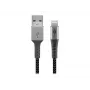 Goobay 49269 cabo USB-A para Lightning, 2 m, revestimento têxtil, fichas metálicas, certificado MFi, USB 2.0, cinzento sideral/prateado