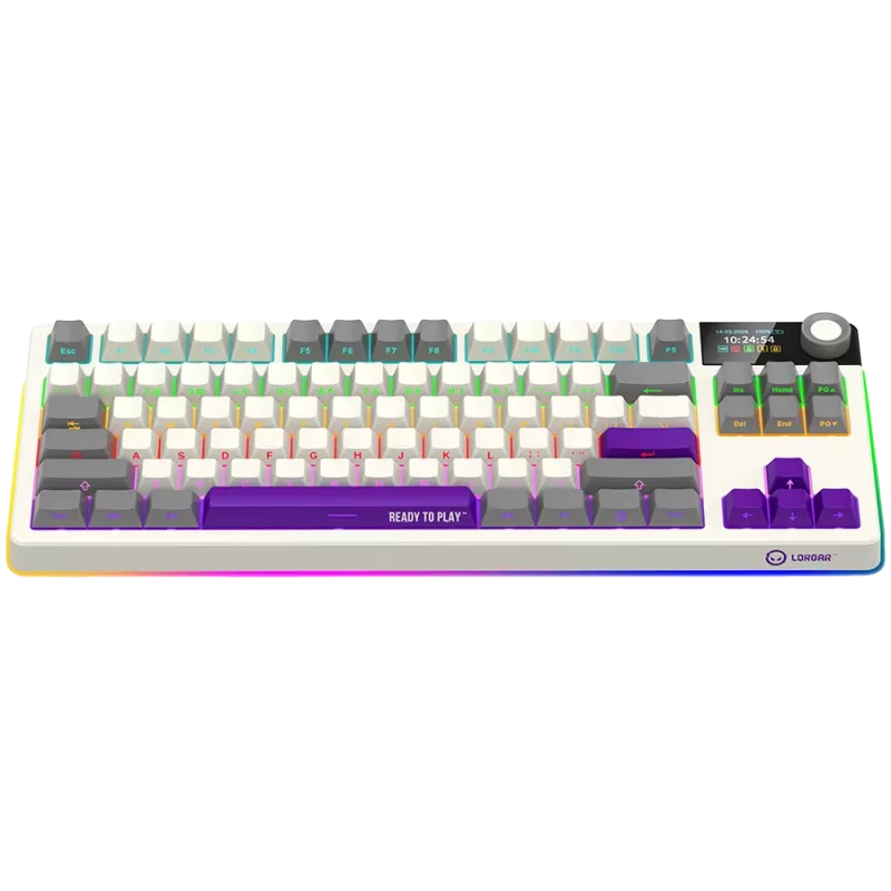 LORGAR KBP70TKLW, Teclado de gaming mecânico TKL sem fios Pro, bege, layout EN