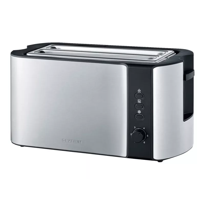 Torradeira automática de fenda longa AT 2590 (aço inoxidável/preto, 1.400 Watt, para 4 fatias de pão)