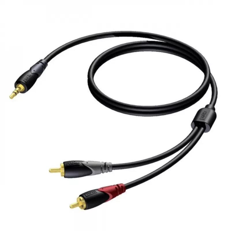 Cabo estéreo de ficha jack 3,5 mm para 2 fichas RCA Procab 3 m