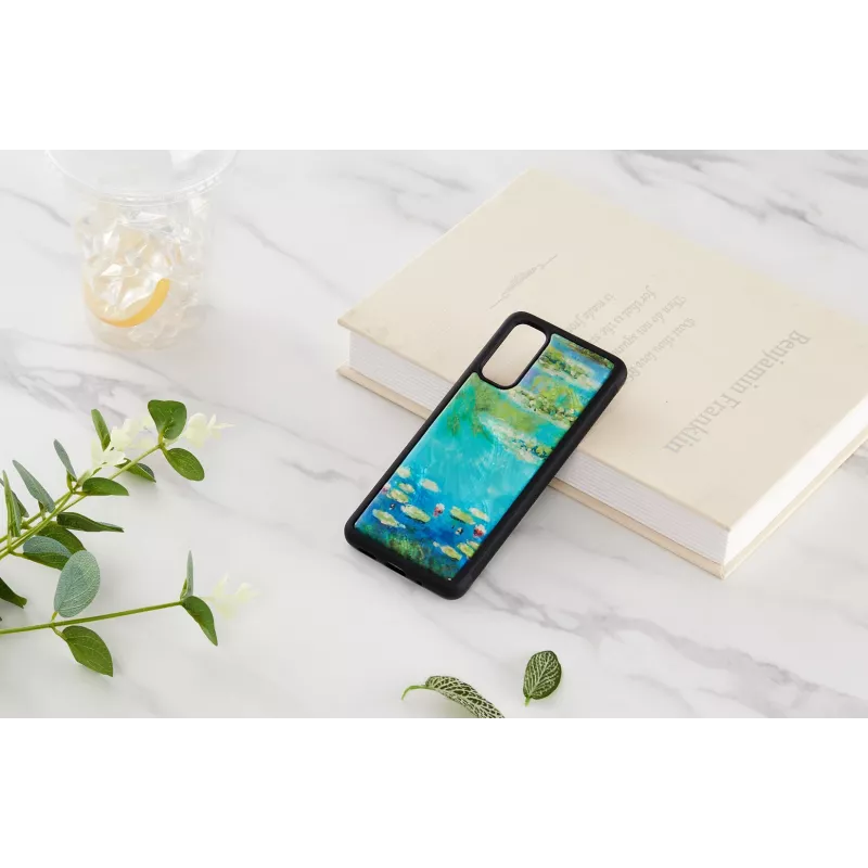 Capa de proteção iKins para Samsung Galaxy S20 — design preto Water Lilies