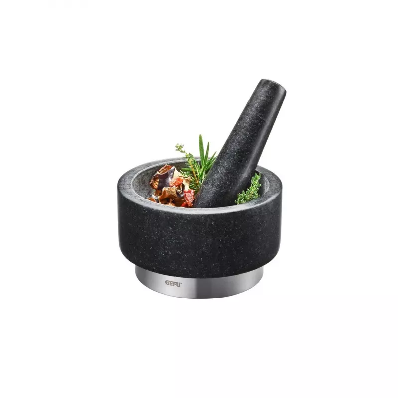 Almofariz GEFU 35300 preto aço inoxidável granito 14 cm