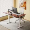 Mesa de altura ajustável Up Up Bjorn branca, tampo M nogueira escura