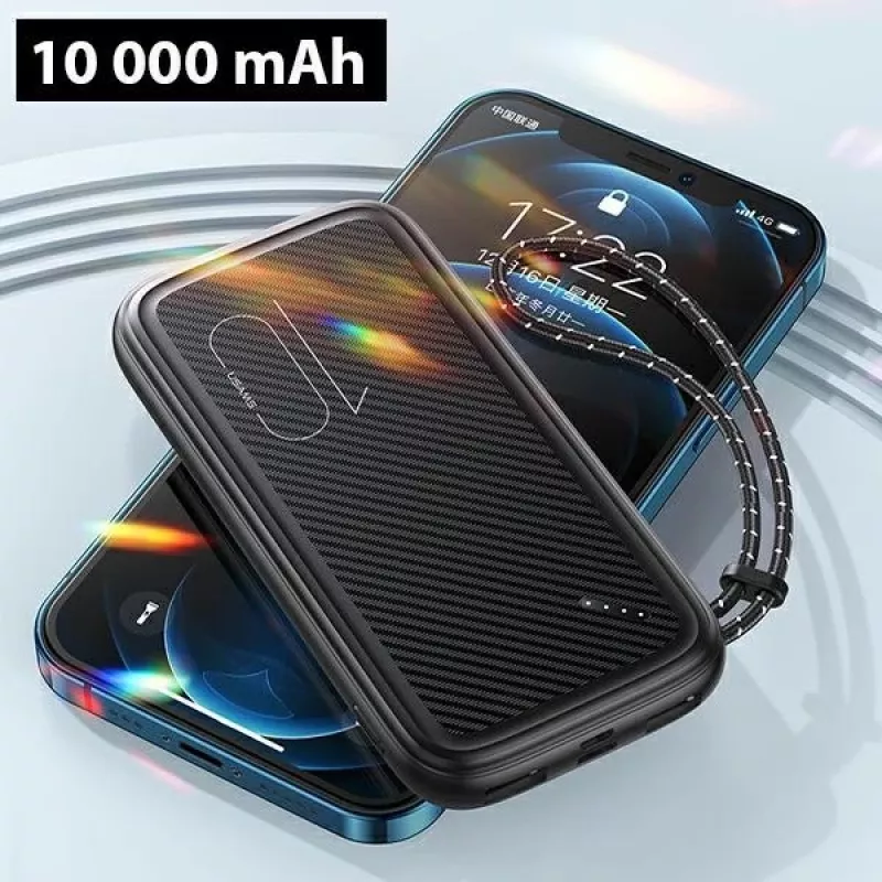 Powerbank portátil USAMS PB56 10000 mAh 2x USB / USB-C / MicroUSB carregamento rápido