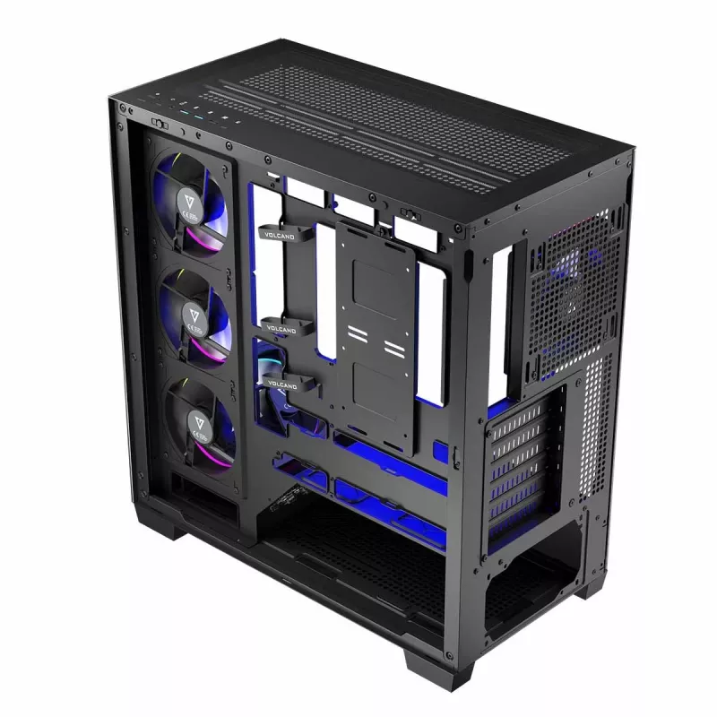 Caixa de PC MODECOM Volcano Stellar 5F ATX Midi Tower, vidro temperado, 5 ventoinhas pré-instaladas, USB‑C, suporta microATX/ATX, GPU máx. 420 mm, altura do cooler da CPU 175 mm