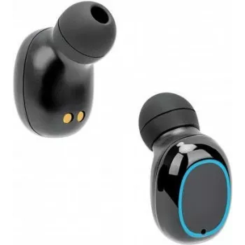 Manhattan auscultadores Bluetooth in-ear, preto, microfone, controlos integrados, resistente ao suor, isolamento acústico, 5 horas de utilização, alcance máx. 10 m, estojo de carregamento com powerbank (1200 mAh), Bluetooth v5.0, cabo de carregamento USB-A incluído, 3 anos de garantia