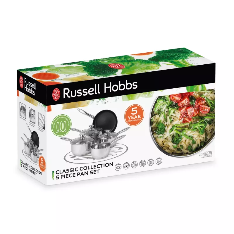 Conjunto de panelas Russell Hobbs BW06572EU72 — 5 peças em aço inoxidável