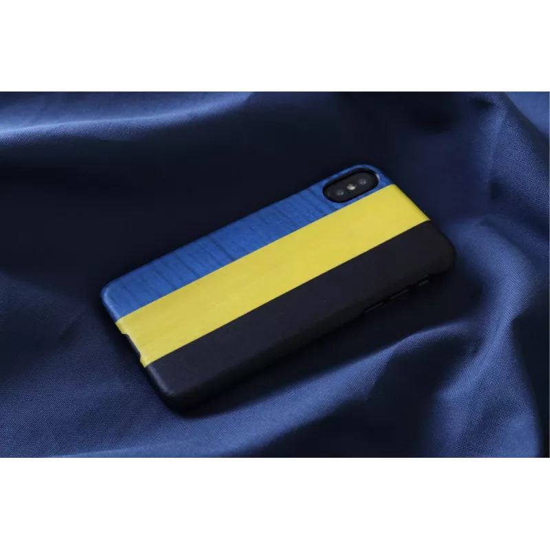 Capa para smartphone man and wood para iPhone X/XS – dandy azul preto, concha rígida protetora