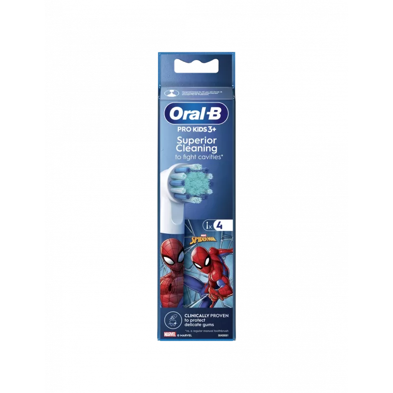 Oral-B EB10-4 Kids Spider-Man cabeças de escova de substituição, 4 unid.