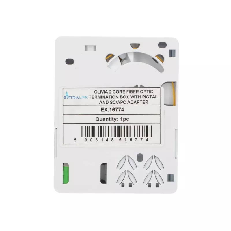 Caixa de fibra ótica Extralink Olivia, 2 emendas, com pigtail e adaptador SC/APC