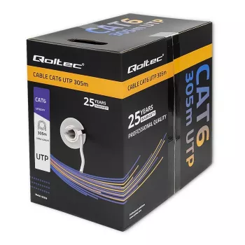 Qoltec 50359 Cat.6 UTP cabo, 305 m, cinzento, PVC