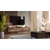 Móvel de TV cama meble CORTINA 4D 200x40x55 cm, tampo superior preto, frentes cor de nogueira