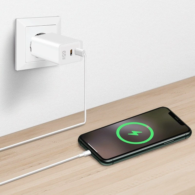 Adaptador de tomada USB duplo 65W, 2xUSB-C, branco