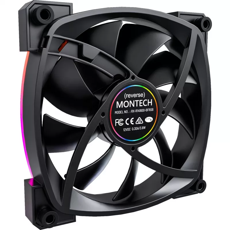 Ventoinha de caixa MONTECH RX140 PWM 140mm ARGB Reverse-Blade - preta