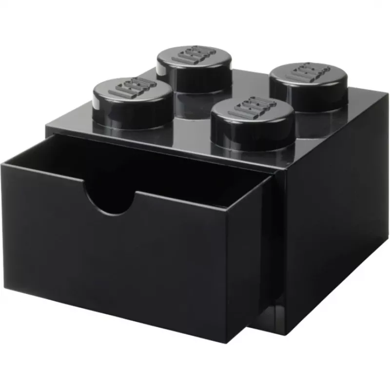 LEGO Gaveta de secretária 4, caixa de arrumação preta, com studs