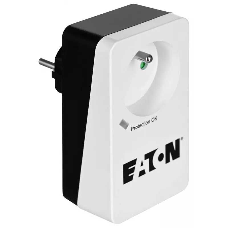 Caixa de proteção contra sobretensões Eaton Protection Box 1 FR — 1 tomada Type-E, 220–250 V, 16 A, 4000 W, preta, compacta