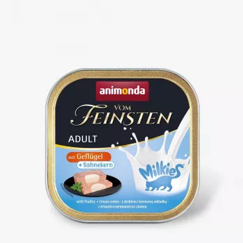 Alimento húmido para gatos animonda Vom Feinsten Adult Milkies Aves Recheio cremoso 100 g tigela, proteína 9 %, gordura 5,1 %, humidade 81 %