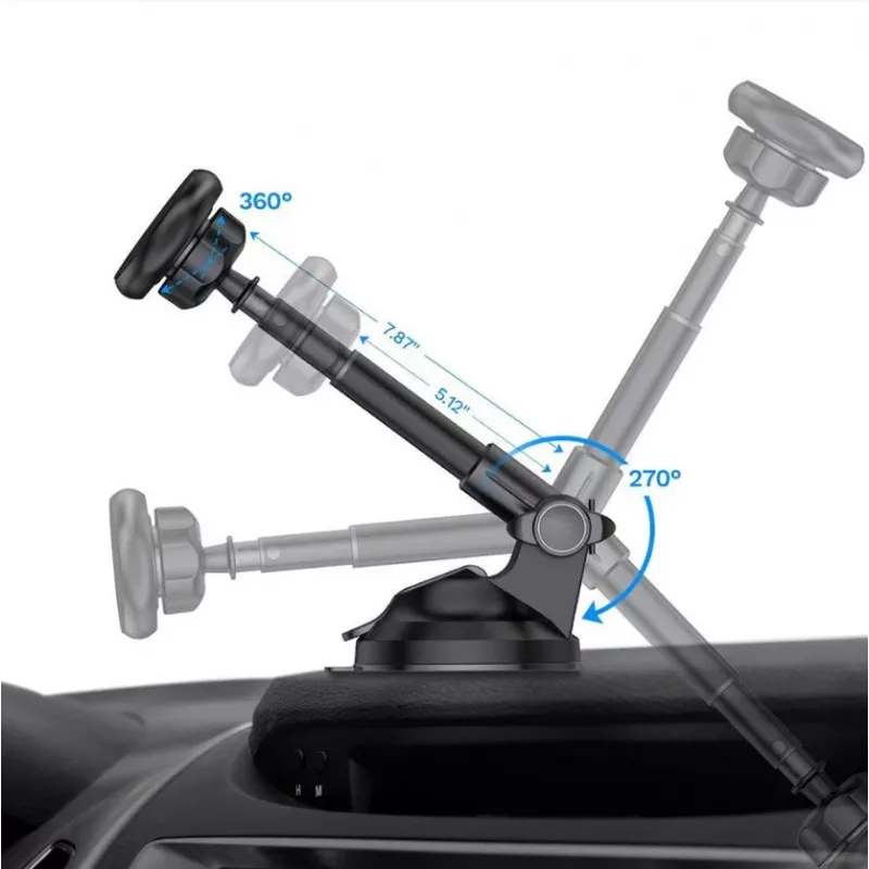 Suporte para telemóvel Tellur MUM Magnetic ventosa ajustável preto — suporte magnético ajustável para telemóvel