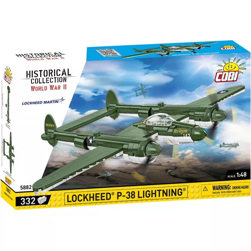 COBI Lockheed P-38 Lightning. Tipo de produto: blocos de construção, Idade mínima recomendada: 7 ano(s), Tema: forças armadas, Número de peças: 332 unid.