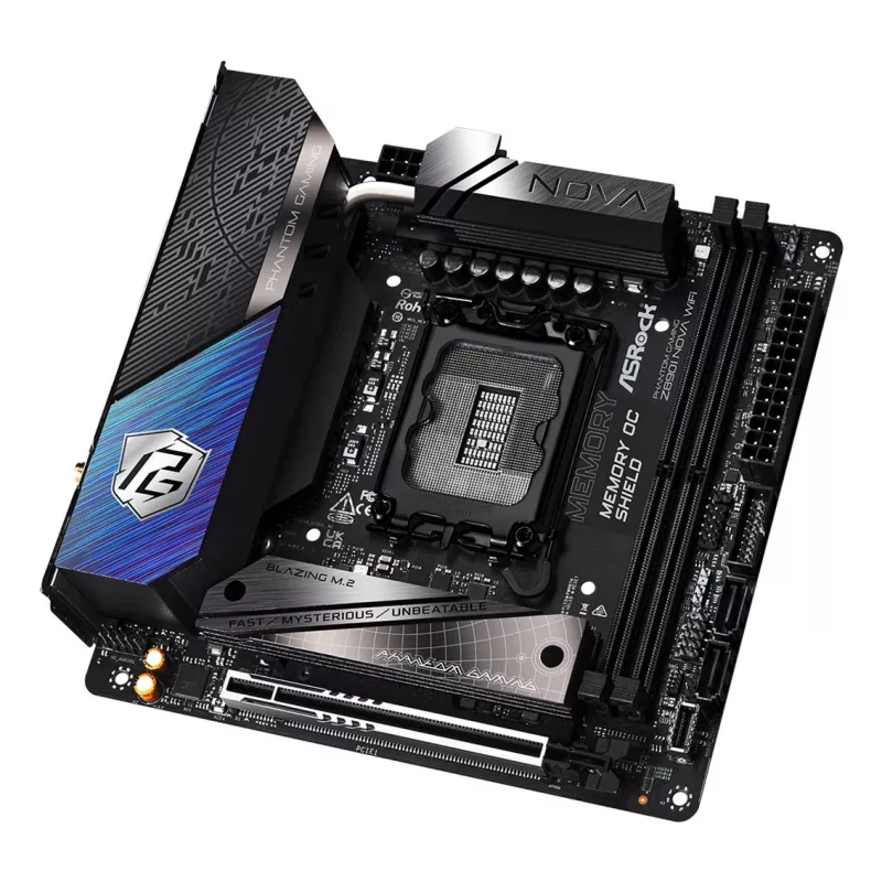Motherboard ASRock Phantom Gaming Z890I Nova WiFi — Intel Z890, LGA 1851, Mini-ITX, DDR5, 2x M.2, Wi‑Fi 6E/7, LAN 5Gb, Thunderbolt