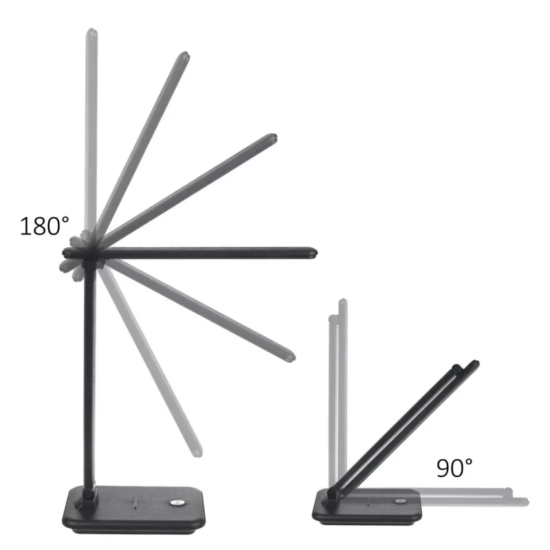 Candeeiro de mesa LED MACLEAN MCE614B — regulável, braço dobrável ajustável, 9W, 3000K/4500K/6500K, preto
